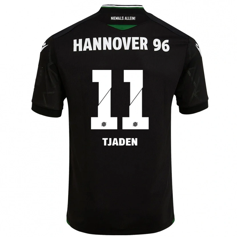 Danxen Bambino Maglia Matti Tjaden #11 Nero Verde Kit Gara Away 2025/26 Maglietta