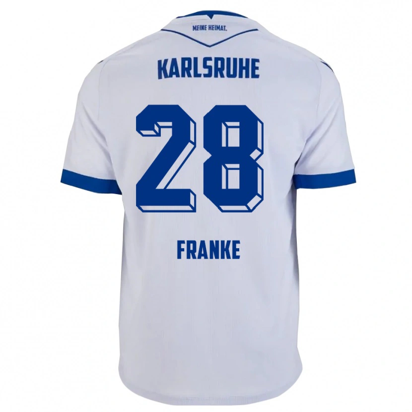Danxen Bambino Maglia Marcel Franke #28 Bianco Blu Kit Gara Away 2025/26 Maglietta