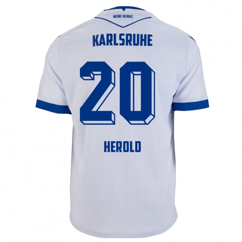 Danxen Bambino Maglia David Herold #20 Bianco Blu Kit Gara Away 2025/26 Maglietta