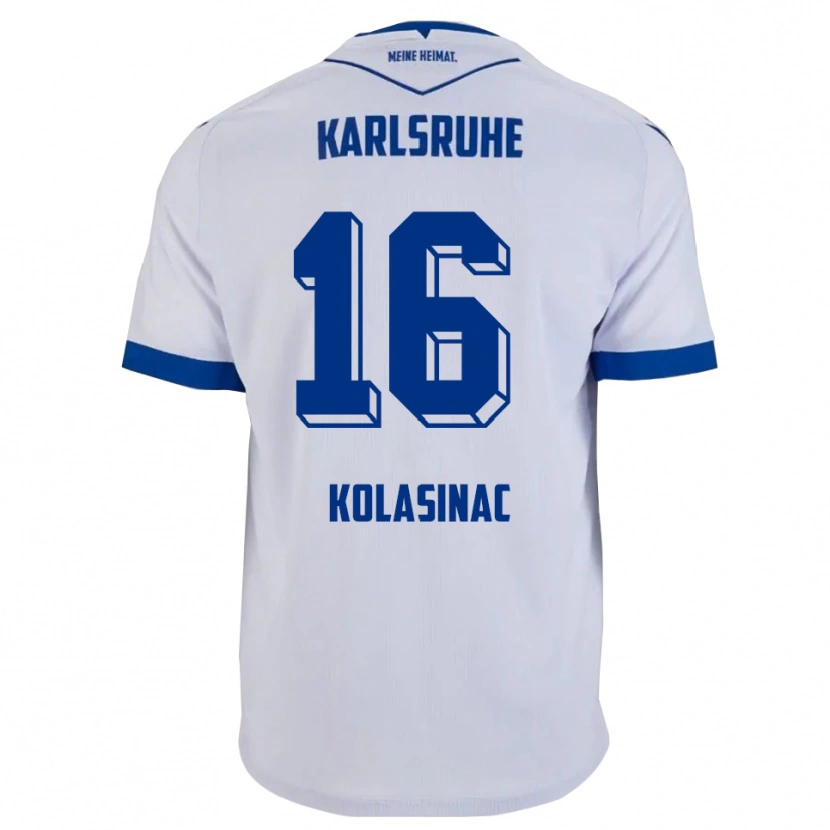 Danxen Bambino Maglia Ajdin Kolasinac #16 Bianco Blu Kit Gara Away 2025/26 Maglietta