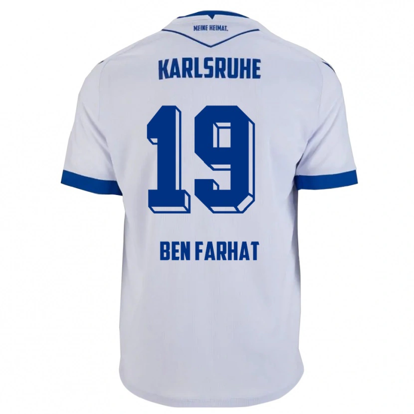 Danxen Bambino Maglia Louey Ben Farhat #19 Bianco Blu Kit Gara Away 2025/26 Maglietta