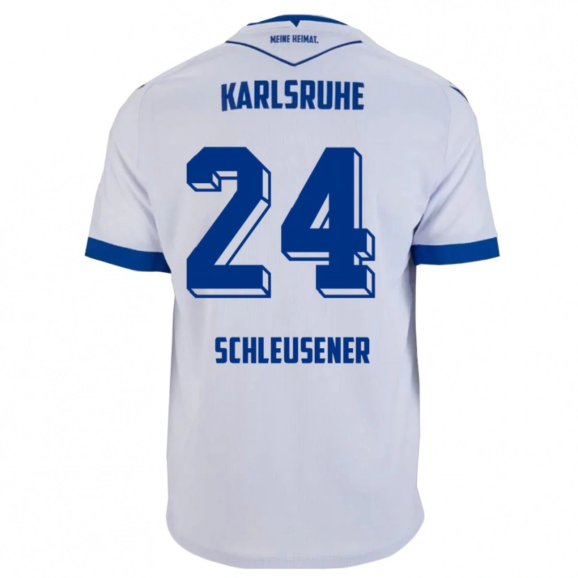 Danxen Bambino Maglia Fabian Schleusener #24 Bianco Blu Kit Gara Away 2025/26 Maglietta