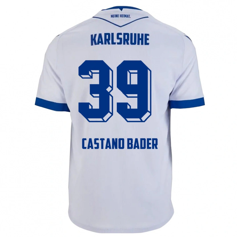 Danxen Bambino Maglia Simeon Castano Bader #39 Bianco Blu Kit Gara Away 2025/26 Maglietta