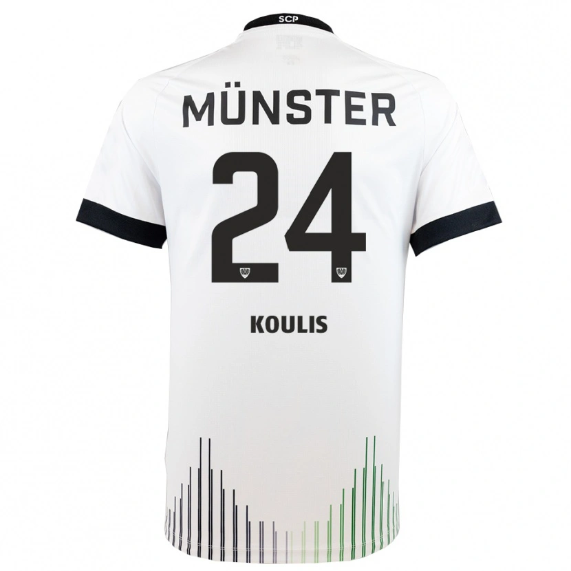Danxen Bambino Maglia Niko Koulis #24 Bianco Nero Kit Gara Away 2025/26 Maglietta