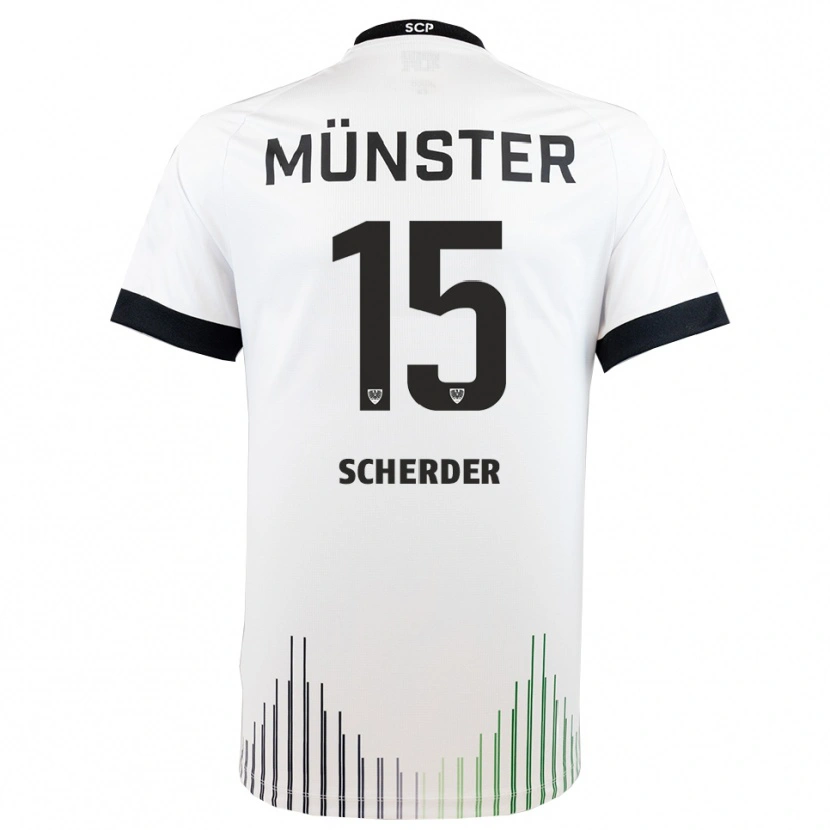 Danxen Bambino Maglia Simon Scherder #15 Bianco Nero Kit Gara Away 2025/26 Maglietta