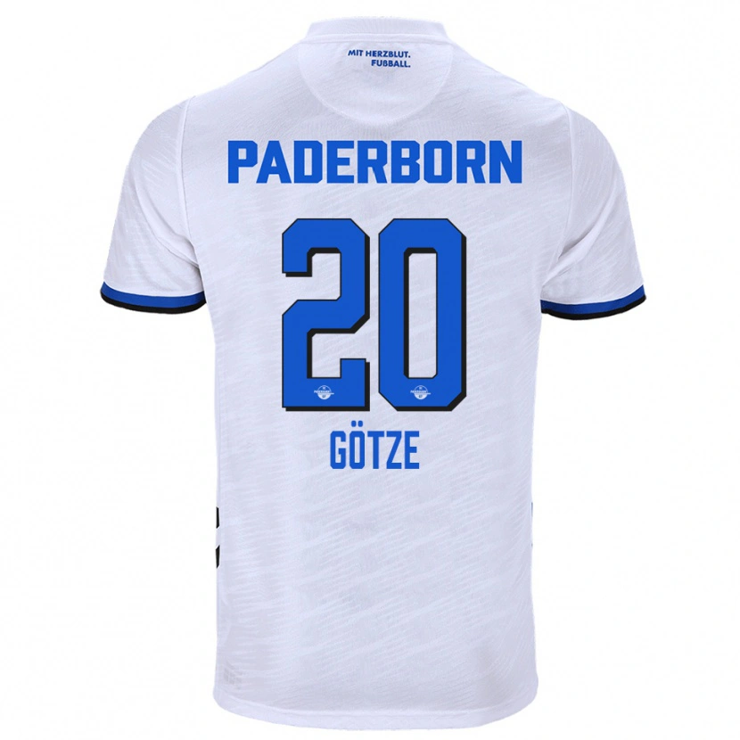 Danxen Bambino Maglia Felix Götze #20 Bianco Blu Kit Gara Away 2025/26 Maglietta