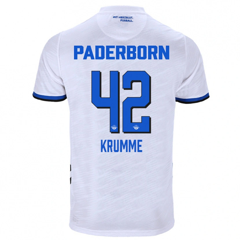 Danxen Bambino Maglia Kevin Krumme #42 Bianco Blu Kit Gara Away 2025/26 Maglietta