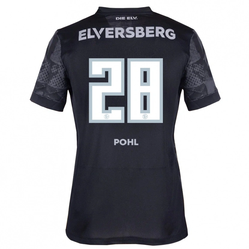 Danxen Bambino Maglia Jonas Pohl #28 Nero Grigio Kit Gara Away 2025/26 Maglietta