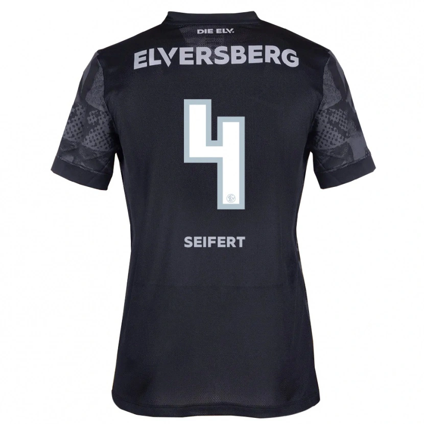 Danxen Bambino Maglia Luis Seifert #4 Nero Grigio Kit Gara Away 2025/26 Maglietta