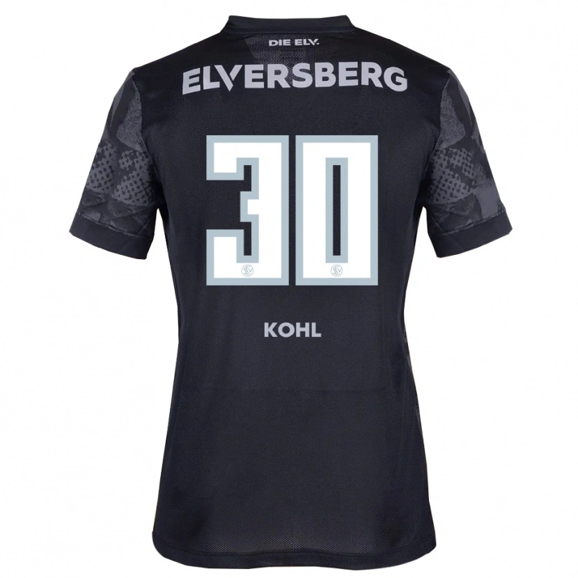 Danxen Bambino Maglia Florian Kohl #30 Nero Grigio Kit Gara Away 2025/26 Maglietta