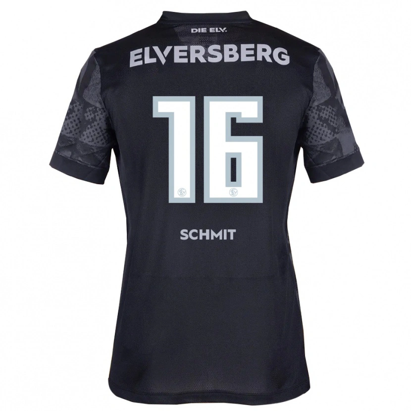 Danxen Bambino Maglia Leila Schmit #16 Nero Grigio Kit Gara Away 2025/26 Maglietta