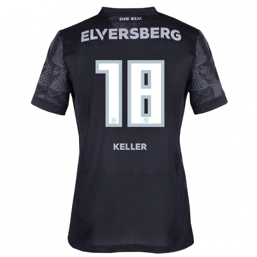 Danxen Bambino Maglia Tyler Keller #18 Nero Grigio Kit Gara Away 2025/26 Maglietta