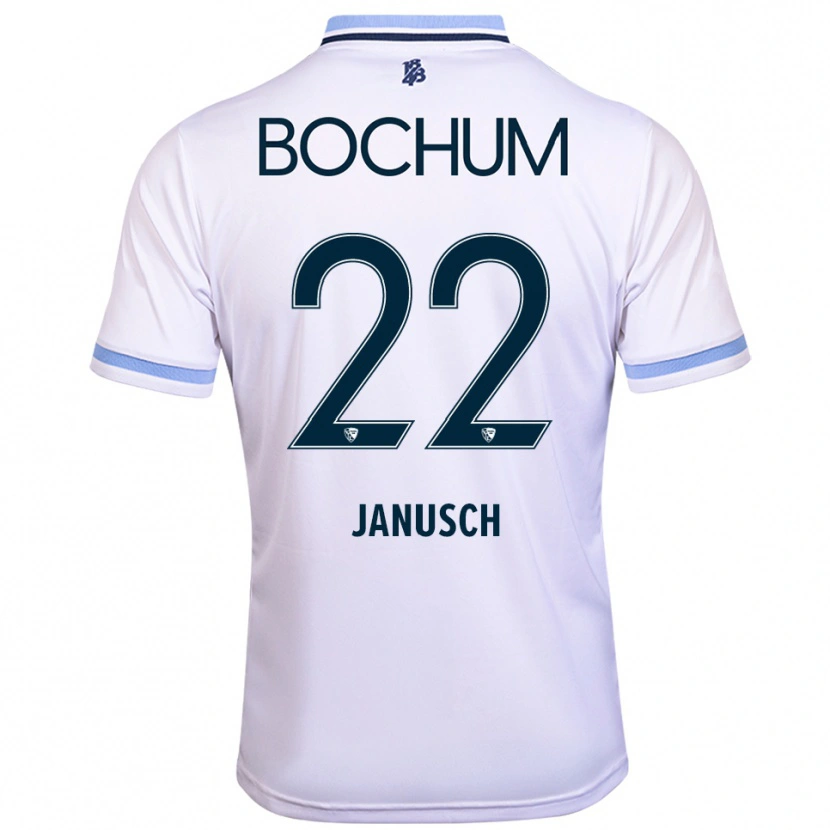 Danxen Bambino Maglia Thees Janusch #22 Bianco Azzurro Kit Gara Away 2025/26 Maglietta