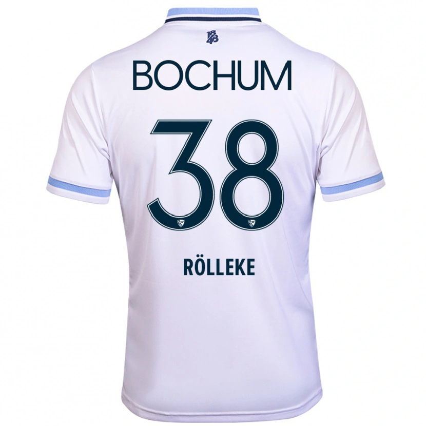 Danxen Bambino Maglia Hugo Rölleke #38 Bianco Azzurro Kit Gara Away 2025/26 Maglietta
