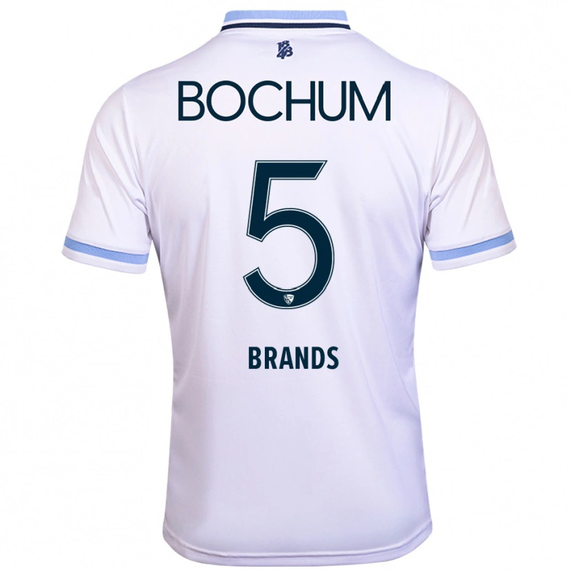 Danxen Bambino Maglia Elias Brands #5 Bianco Azzurro Kit Gara Away 2025/26 Maglietta