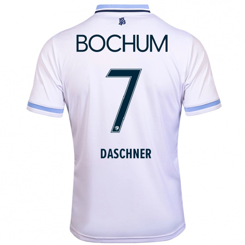 Danxen Bambino Maglia Lukas Daschner #7 Bianco Azzurro Kit Gara Away 2025/26 Maglietta
