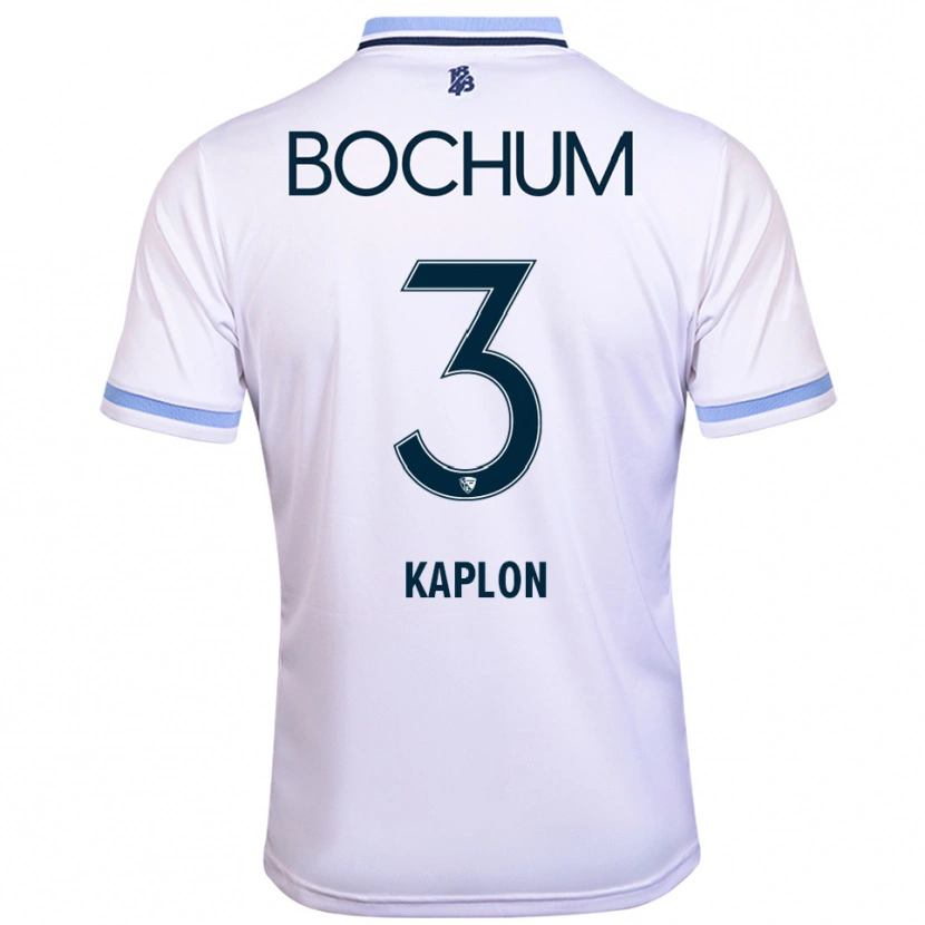 Danxen Bambino Maglia Frauke Kaplon #3 Bianco Azzurro Kit Gara Away 2025/26 Maglietta