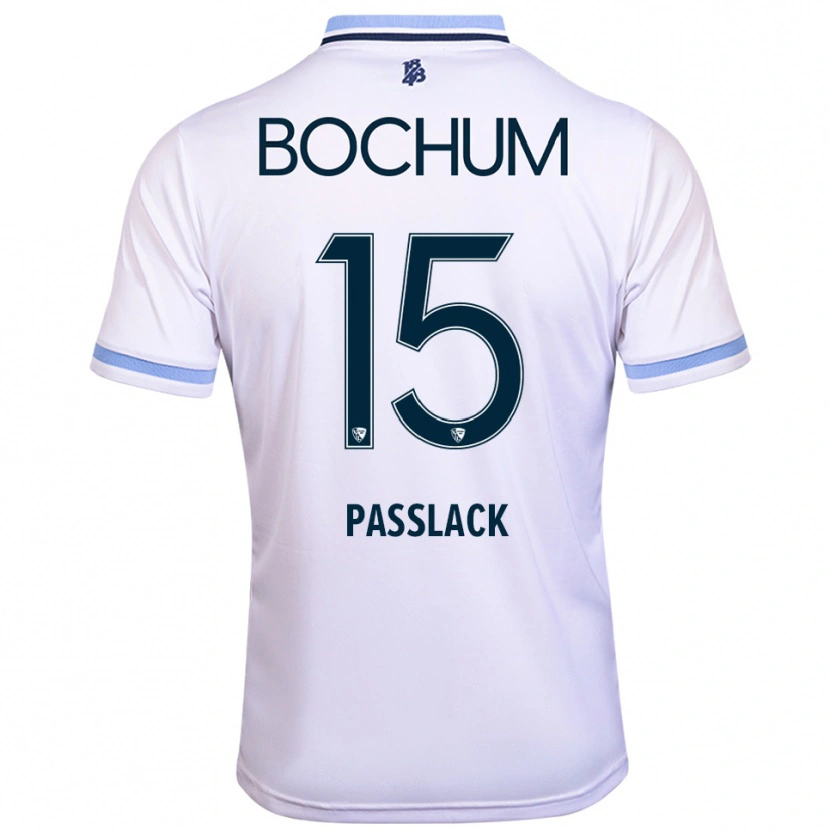 Danxen Bambino Maglia Felix Passlack #15 Bianco Azzurro Kit Gara Away 2025/26 Maglietta