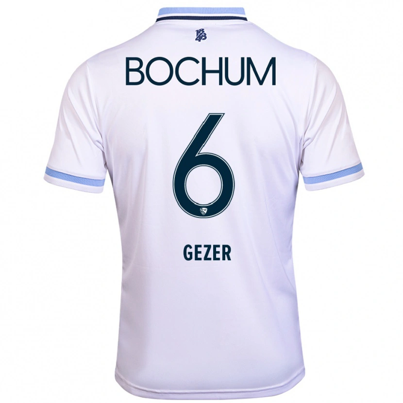 Danxen Bambino Maglia Joel Gezer #6 Bianco Azzurro Kit Gara Away 2025/26 Maglietta