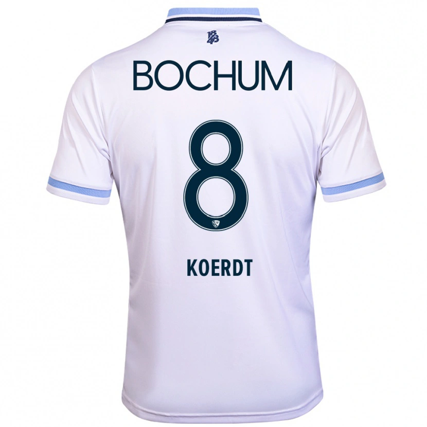 Danxen Bambino Maglia Lennart Koerdt #8 Bianco Azzurro Kit Gara Away 2025/26 Maglietta