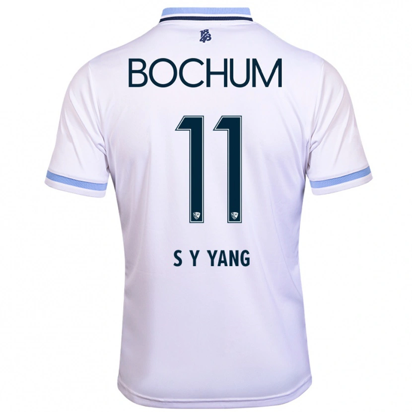 Danxen Bambino Maglia Si-Yeong Yang #11 Bianco Azzurro Kit Gara Away 2025/26 Maglietta