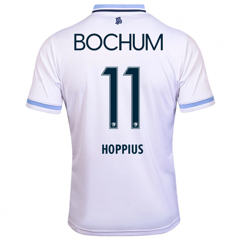 Danxen Bambino Maglia Dörthe Hoppius #11 Bianco Azzurro Kit Gara Away 2025/26 Maglietta