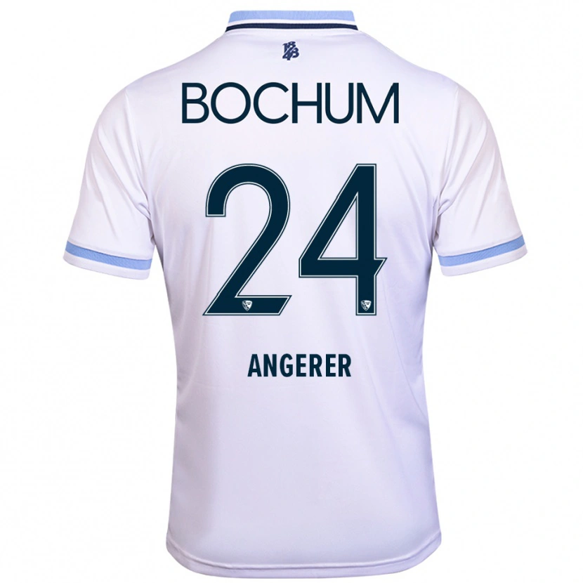 Danxen Bambino Maglia Alina Angerer #24 Bianco Azzurro Kit Gara Away 2025/26 Maglietta