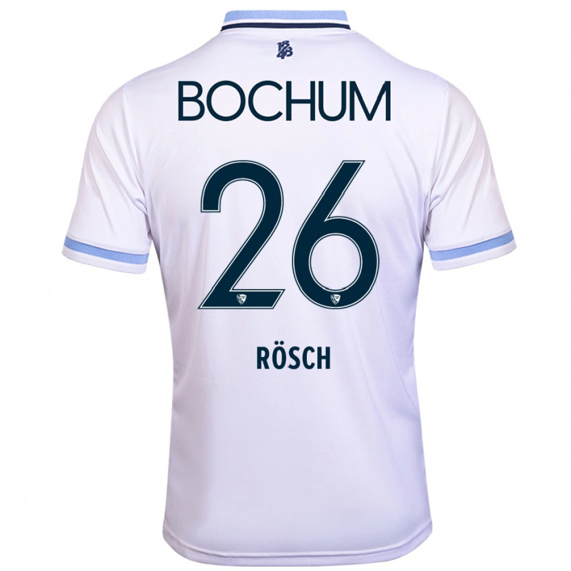 Danxen Bambino Maglia Romario Rösch #26 Bianco Azzurro Kit Gara Away 2025/26 Maglietta