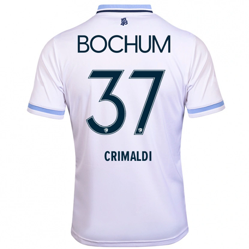 Danxen Bambino Maglia Alessandro Crimaldi #37 Bianco Azzurro Kit Gara Away 2025/26 Maglietta