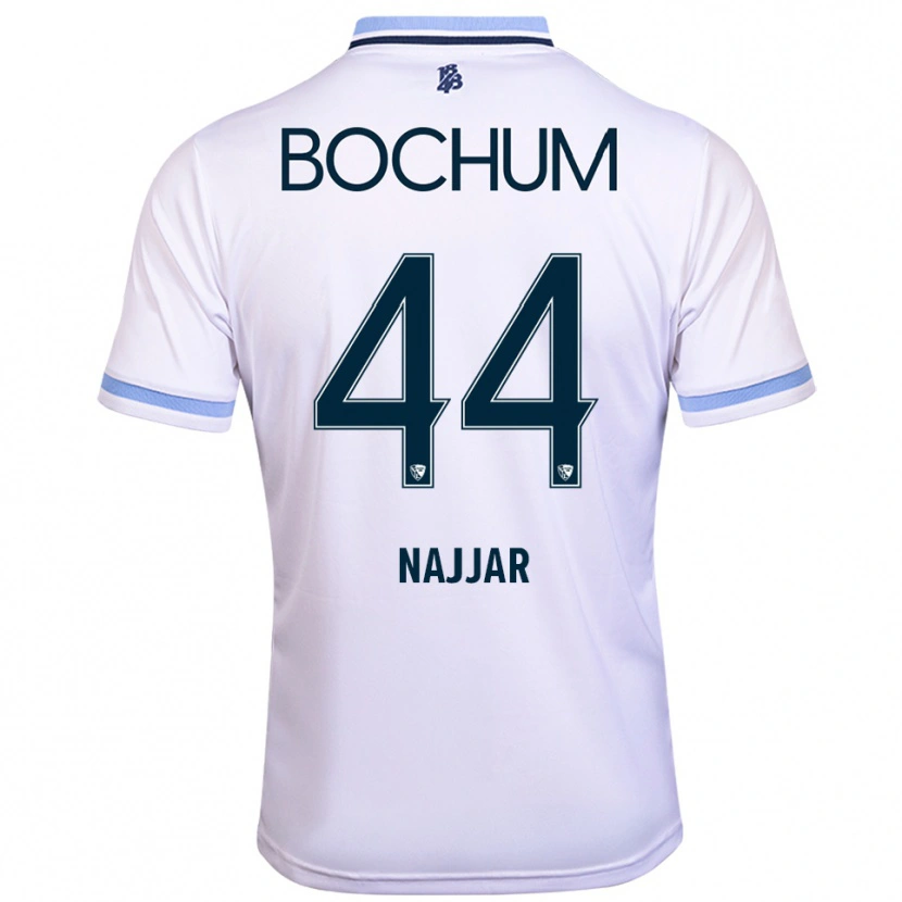 Danxen Bambino Maglia Jamil Najjar #44 Bianco Azzurro Kit Gara Away 2025/26 Maglietta