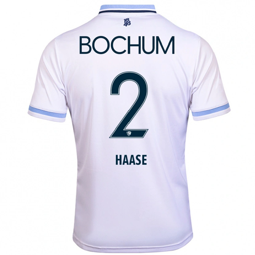 Danxen Bambino Maglia Antonia Haase #2 Bianco Azzurro Kit Gara Away 2025/26 Maglietta