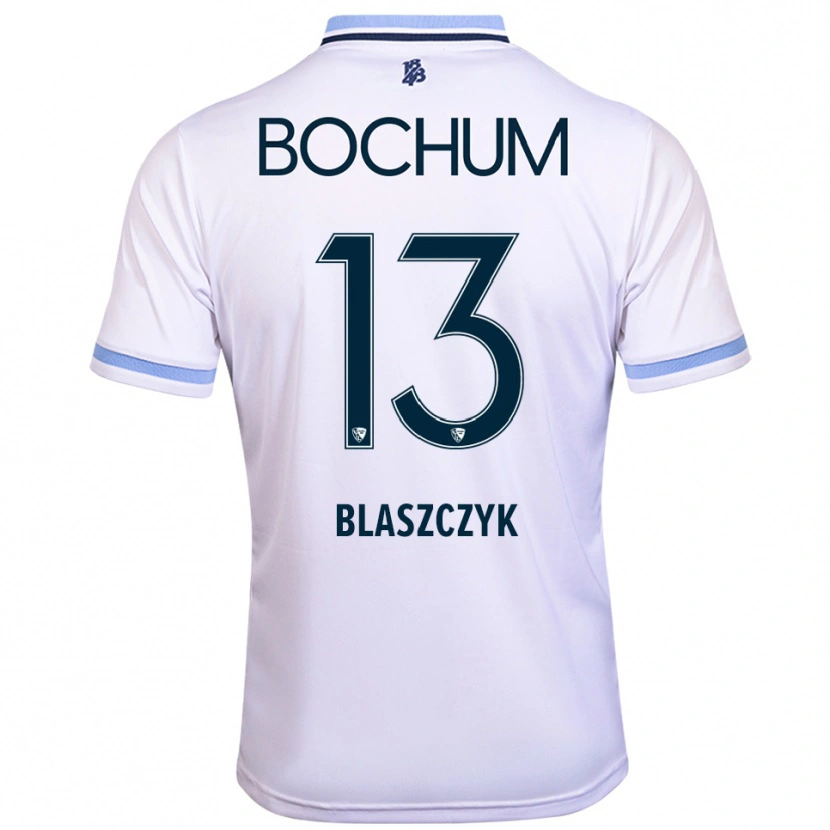 Danxen Bambino Maglia Oliwer Blaszczyk #13 Bianco Azzurro Kit Gara Away 2025/26 Maglietta