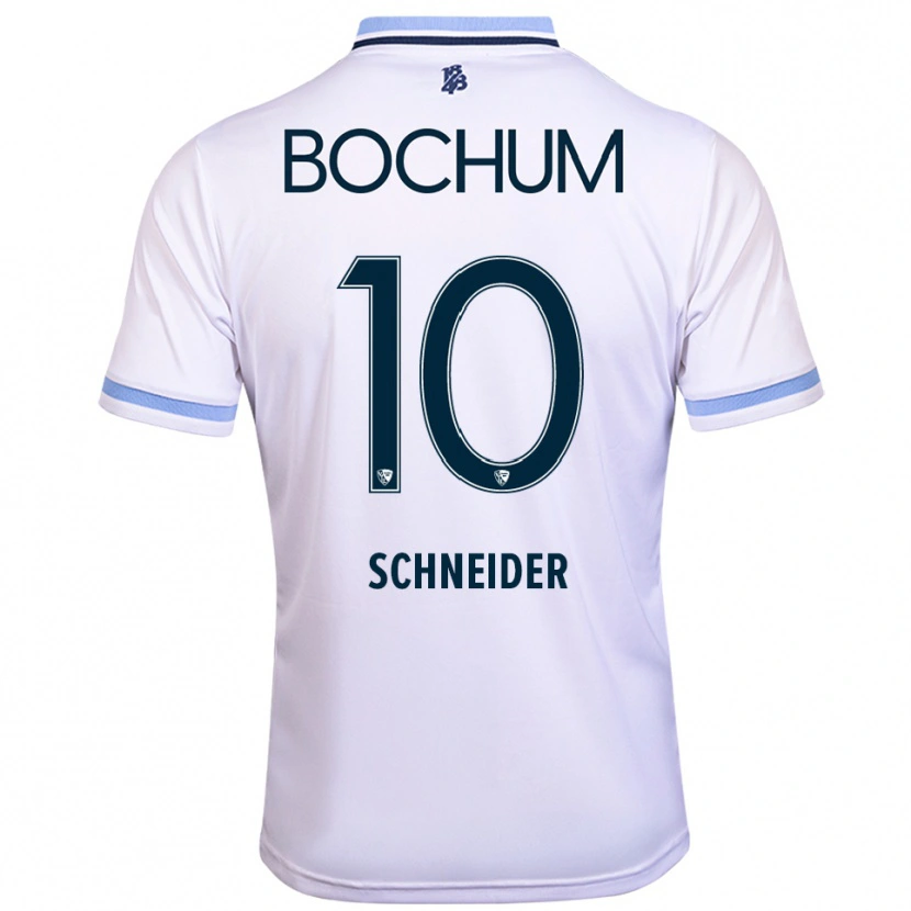 Danxen Bambino Maglia Ruben Schneider #10 Bianco Azzurro Kit Gara Away 2025/26 Maglietta