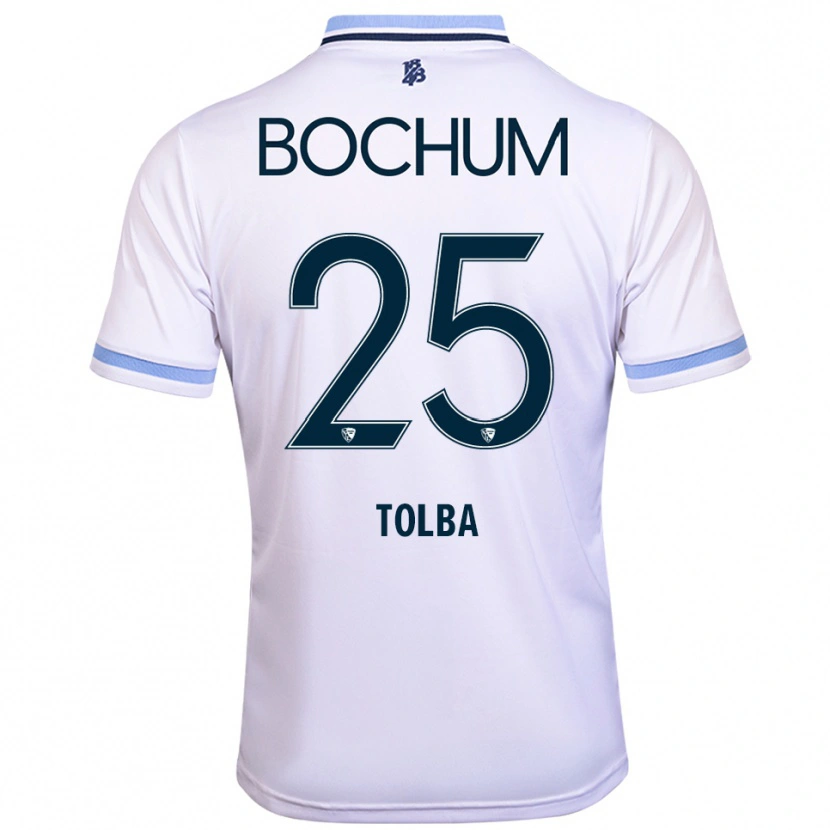 Danxen Bambino Maglia Mohammed Tolba #25 Bianco Azzurro Kit Gara Away 2025/26 Maglietta