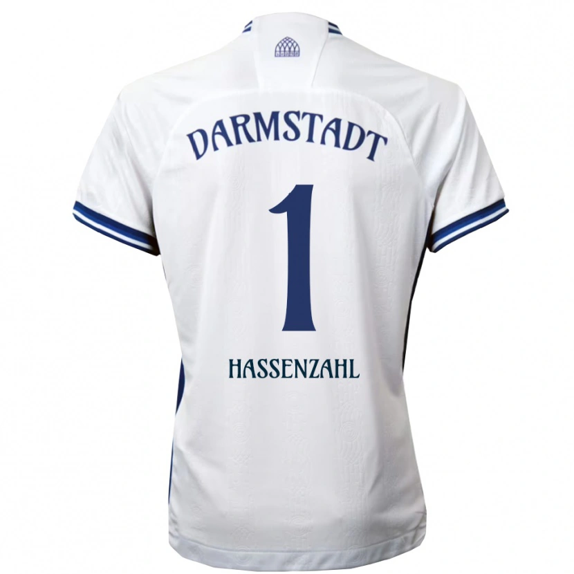 Danxen Bambino Maglia Leon Hassenzahl #1 Bianco Blu Kit Gara Away 2025/26 Maglietta