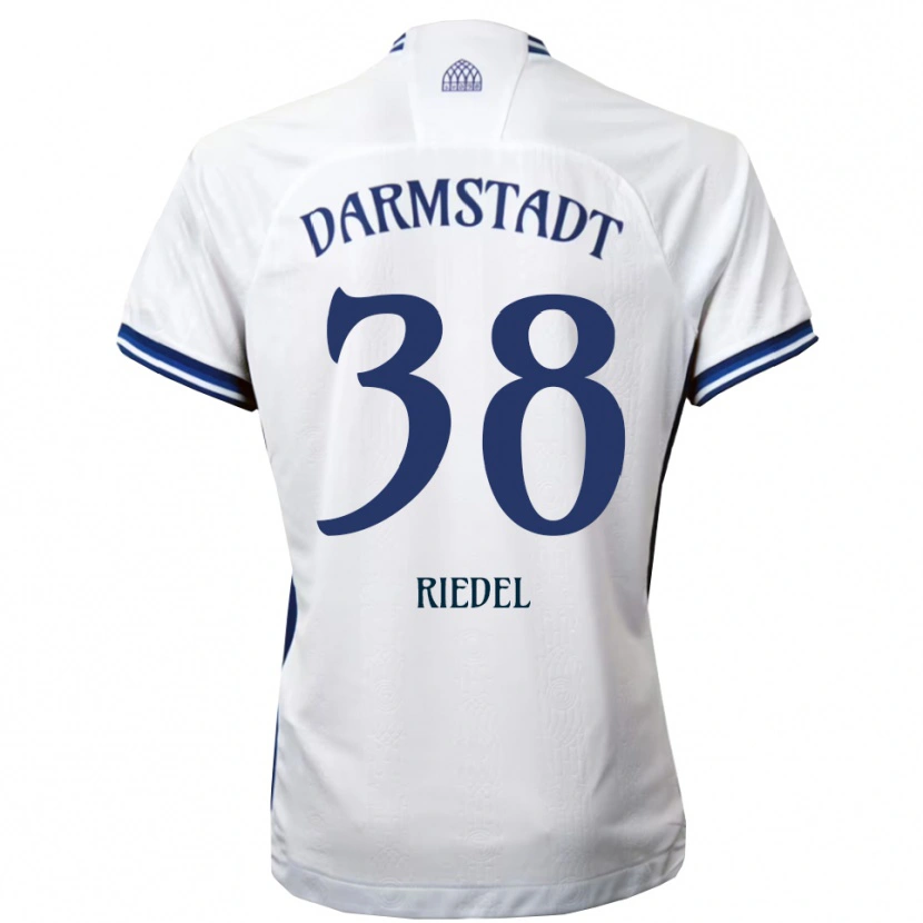Danxen Bambino Maglia Clemens Riedel #38 Bianco Blu Kit Gara Away 2025/26 Maglietta