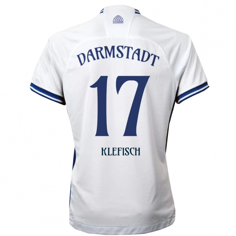 Danxen Bambino Maglia Kai Klefisch #17 Bianco Blu Kit Gara Away 2025/26 Maglietta