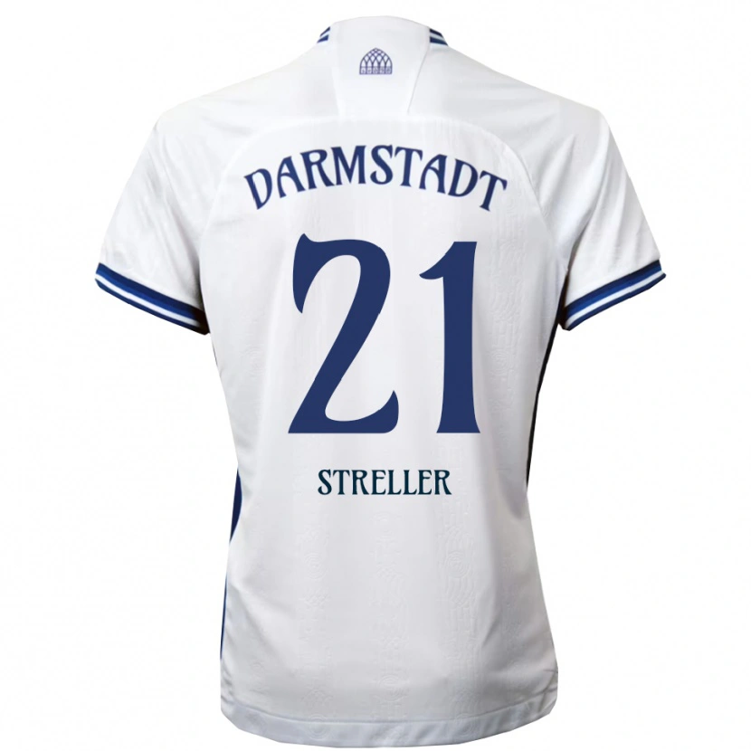Danxen Bambino Maglia Till Streller #21 Bianco Blu Kit Gara Away 2025/26 Maglietta