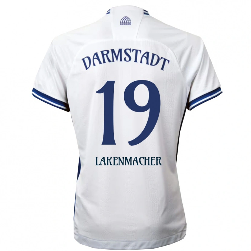 Danxen Bambino Maglia Fynn Lakenmacher #19 Bianco Blu Kit Gara Away 2025/26 Maglietta