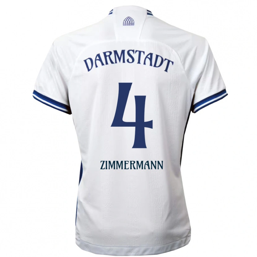 Danxen Bambino Maglia Christoph Zimmermann #4 Bianco Blu Kit Gara Away 2025/26 Maglietta
