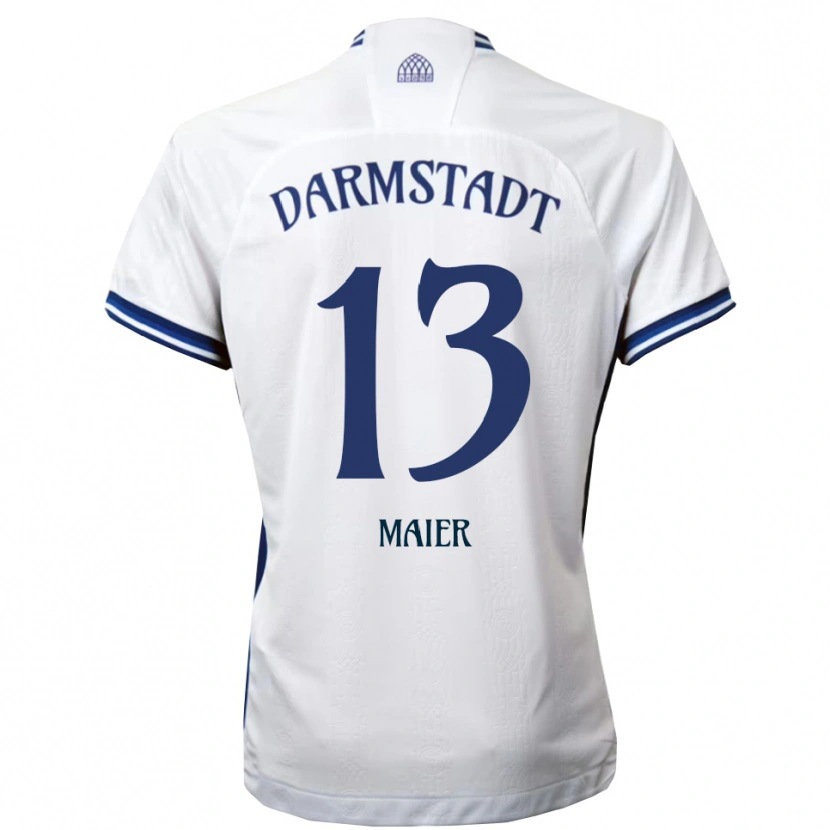 Danxen Bambino Maglia Marcello Maier #13 Bianco Blu Kit Gara Away 2025/26 Maglietta