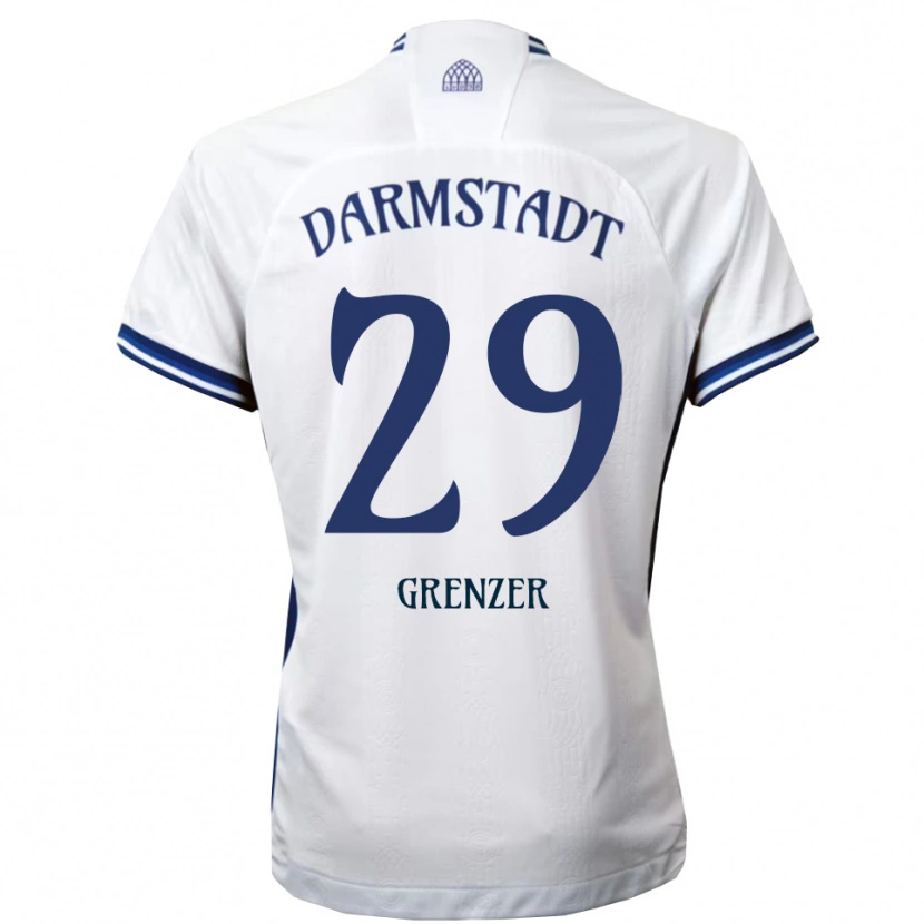 Danxen Bambino Maglia Mika Grenzer #29 Bianco Blu Kit Gara Away 2025/26 Maglietta