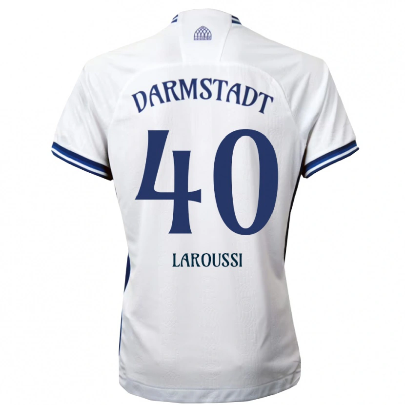 Danxen Bambino Maglia Devin Laroussi #40 Bianco Blu Kit Gara Away 2025/26 Maglietta