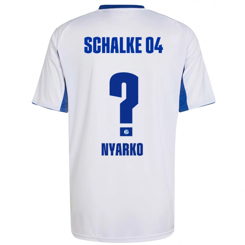 Danxen Bambino Maglia Samuel Nyarko #0 Bianco Blu Kit Gara Away 2025/26 Maglietta