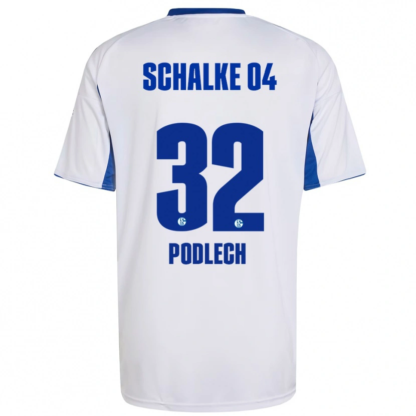 Danxen Bambino Maglia Luca Podlech #32 Bianco Blu Kit Gara Away 2025/26 Maglietta