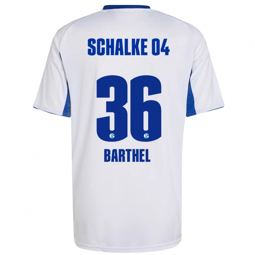 Danxen Bambino Maglia Niklas Barthel #36 Bianco Blu Kit Gara Away 2025/26 Maglietta