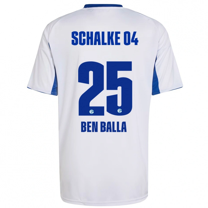 Danxen Bambino Maglia Yassin Ben Balla #25 Bianco Blu Kit Gara Away 2025/26 Maglietta