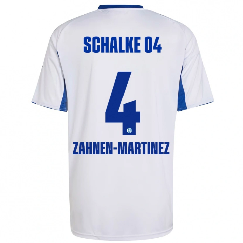 Danxen Bambino Maglia Pablo Zahnen-Martinez #4 Bianco Blu Kit Gara Away 2025/26 Maglietta