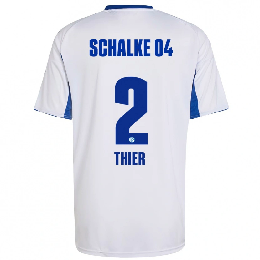 Danxen Bambino Maglia Silas Thier #2 Bianco Blu Kit Gara Away 2025/26 Maglietta