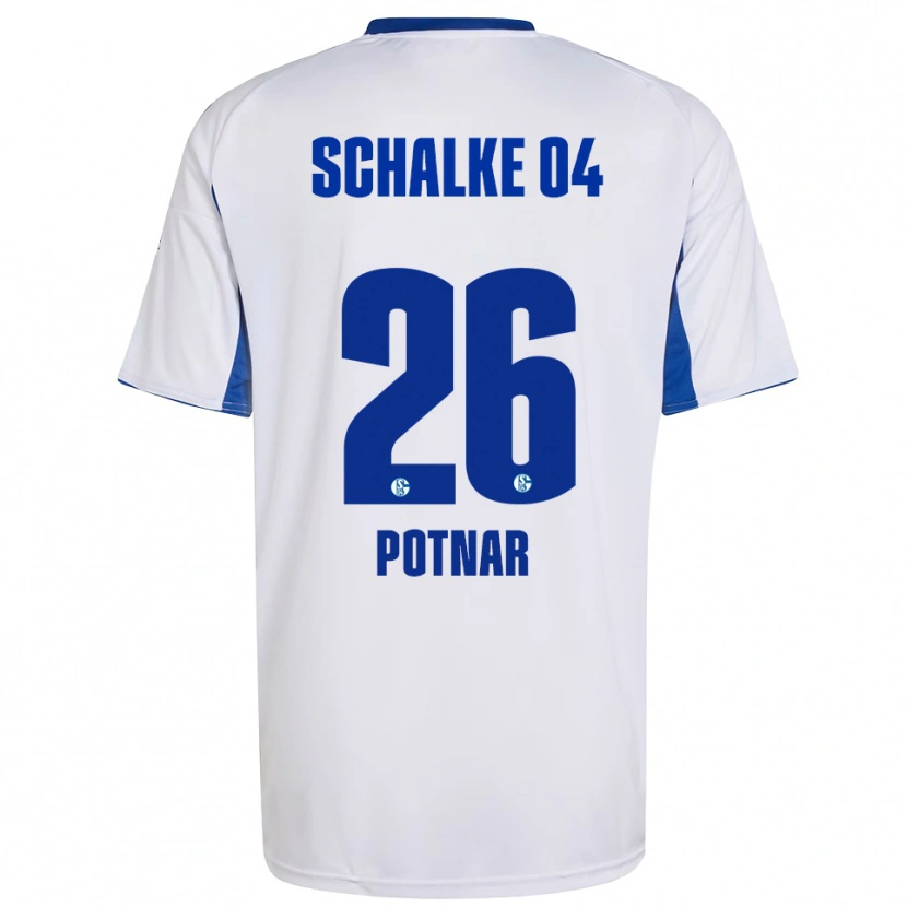 Danxen Bambino Maglia Bojan Potnar #26 Bianco Blu Kit Gara Away 2025/26 Maglietta